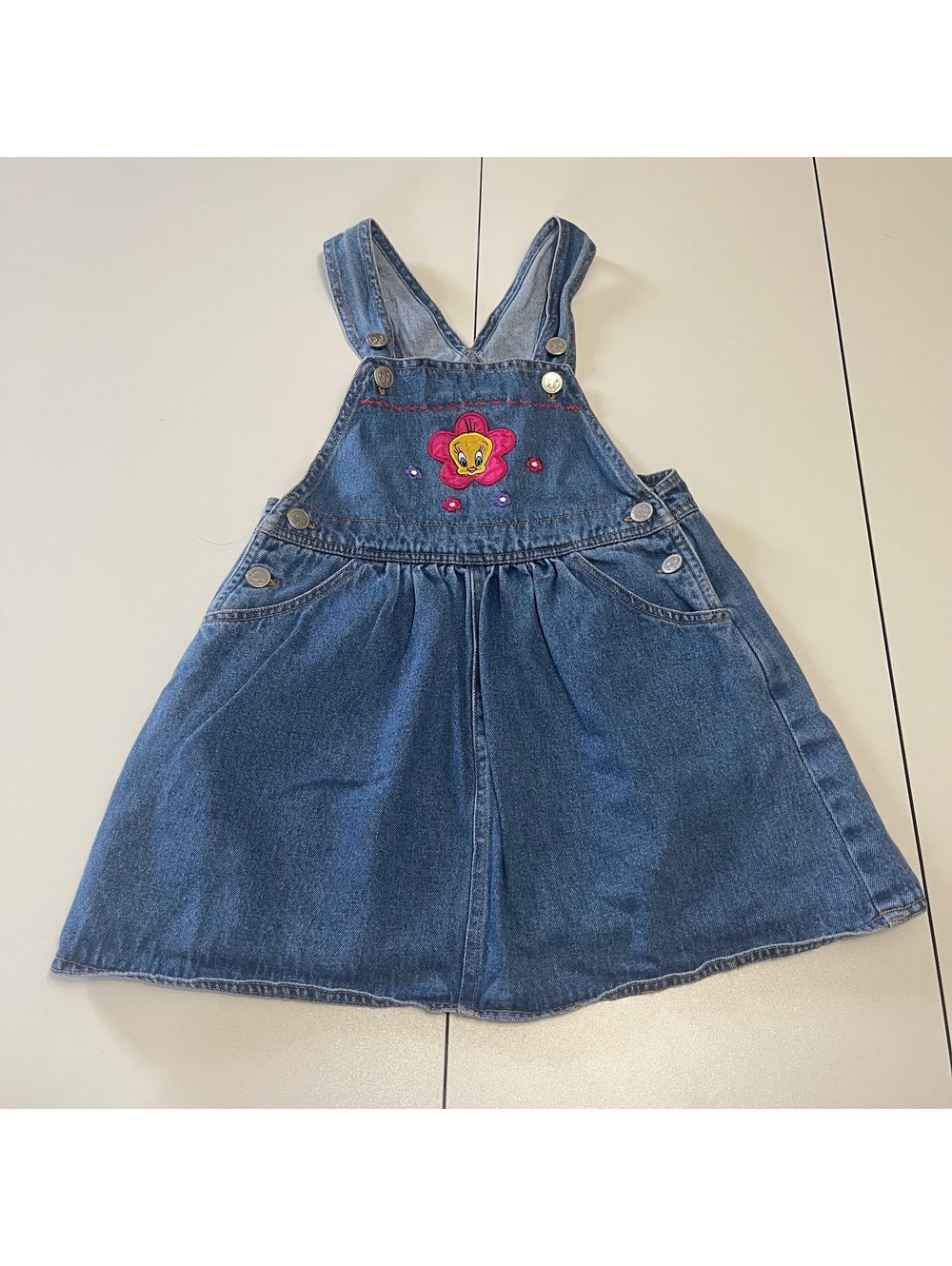 Vintage Looney Tunes Girl's Size 6 Denim Dress Overalls